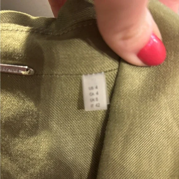 Elie Tahari Green Linen Double Breasted Shirt Dress 4 - Picture 6 of 7